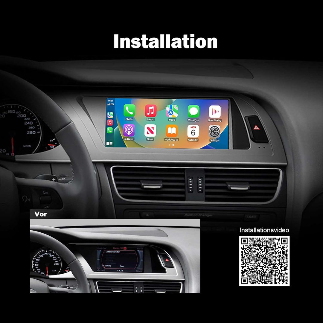 Erisin Android 14 8-Kern 4GB+64GB Qualcomm Autoradio GPS Navigation für Audi A4/S4/RS4 8.8" Unterstü