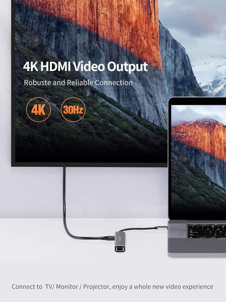 USB-C Hub Multiport Adapter, CableCreation 5-in-1 USB C Hub Ethernet HDMI mit 4K@30Hz, 3 USB 3.0-Ans