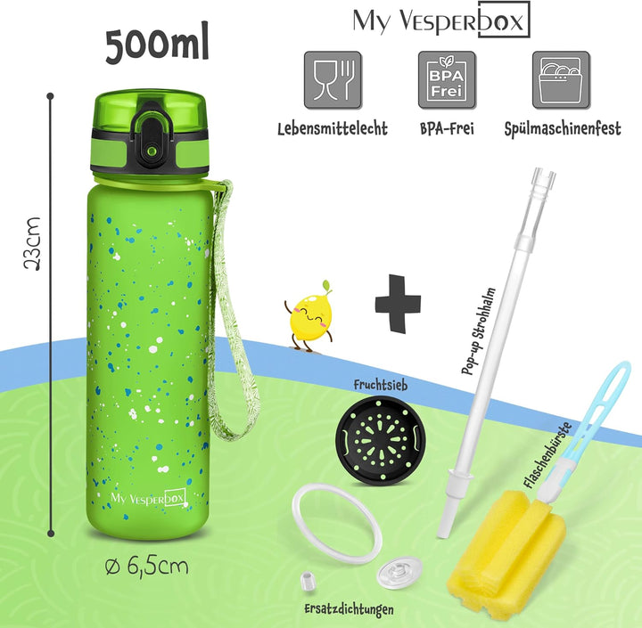 My Vesperbox - Mini Lite Set – Bento Box &amp; Trinkflasche 500ml – Lunchbox mit variablen Fächern – Bro