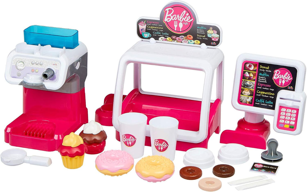 Theo Klein 9526 Barbie Coffee Shop I Espresso-Bar mit Wasserdurchlauffunktion und Touchdisplay I Ink