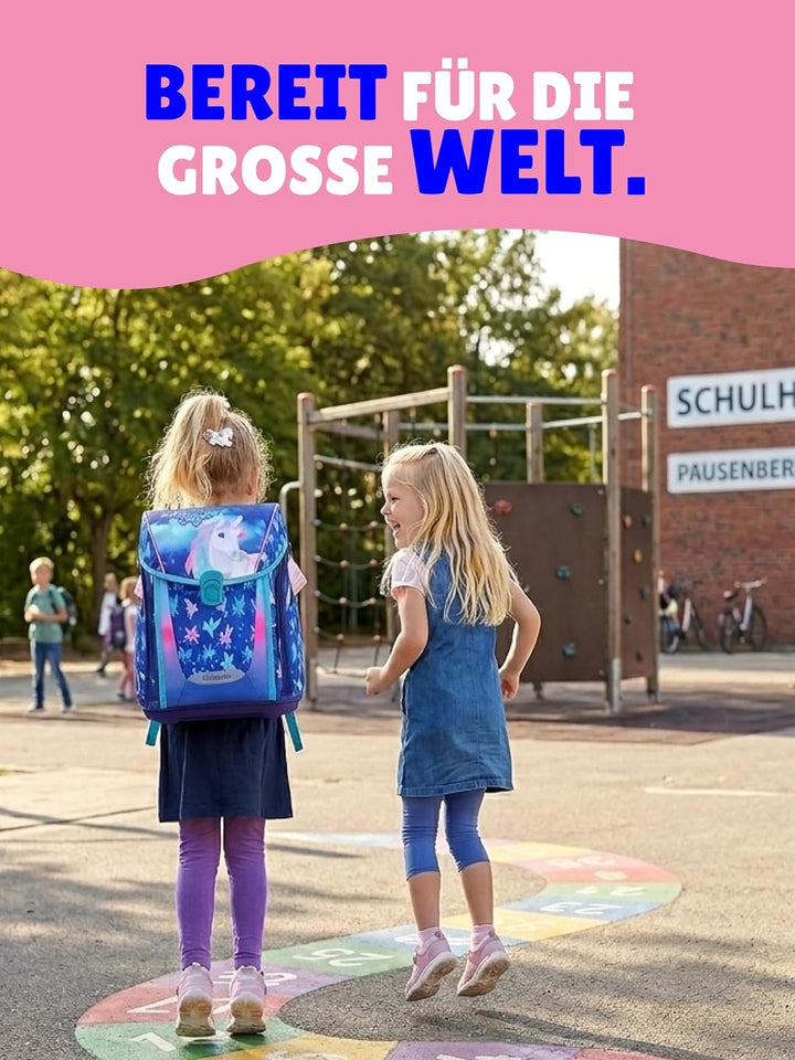 Familando - Premium Schulranzen Set - 6-teilig mit Sporttasche - Unicorn (Einhorn) - Ergonomisch, st