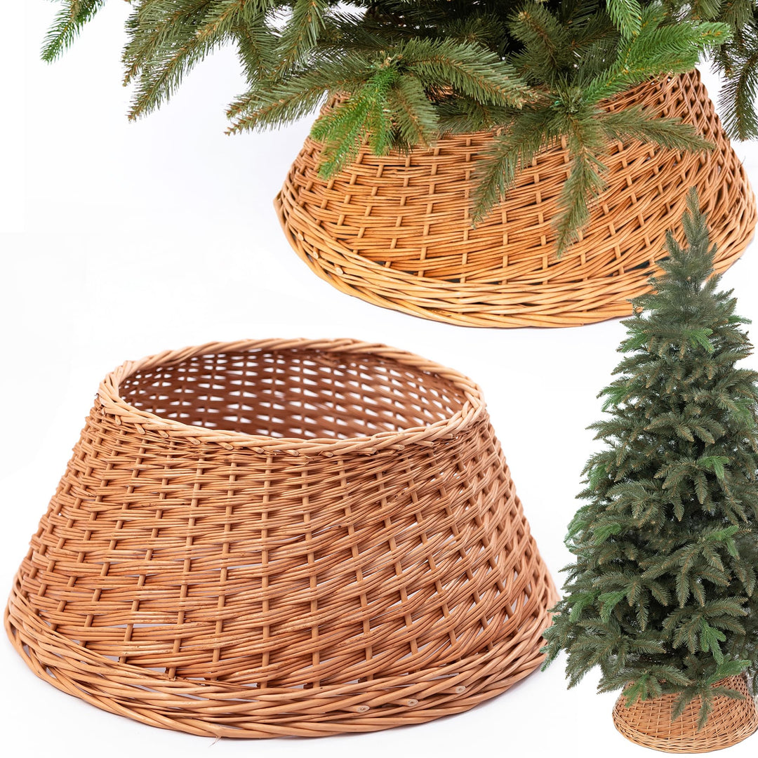 BOGATECO Weidenkorb für den Weihnachtsbaum 50cm Durchmesser | Weihnachtsbaum Rock aus Weide | Weihna