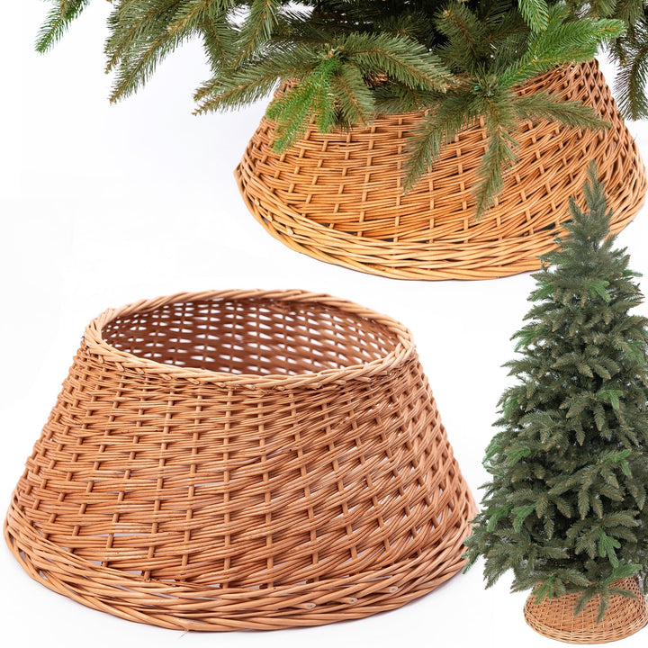 BOGATECO Weidenkorb für den Weihnachtsbaum 50cm Durchmesser | Weihnachtsbaum Rock aus Weide | Weihna