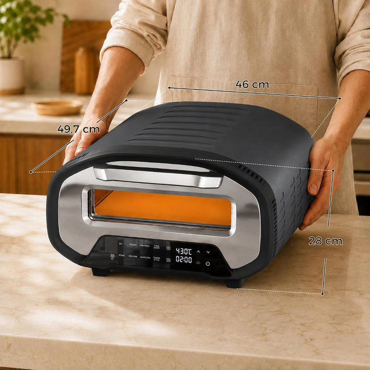 HOMCOM Pizzaofen Elektrisch 430 ℃ mit Pizzastein aus Keramik, 8 Programmen