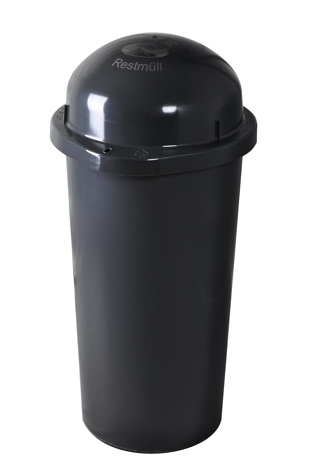 KUEFA HD-LA 60 Liter Mülleimer, Müllsackständer mit Laserbeschriftung (Grau, Restmüll) und Befestigu