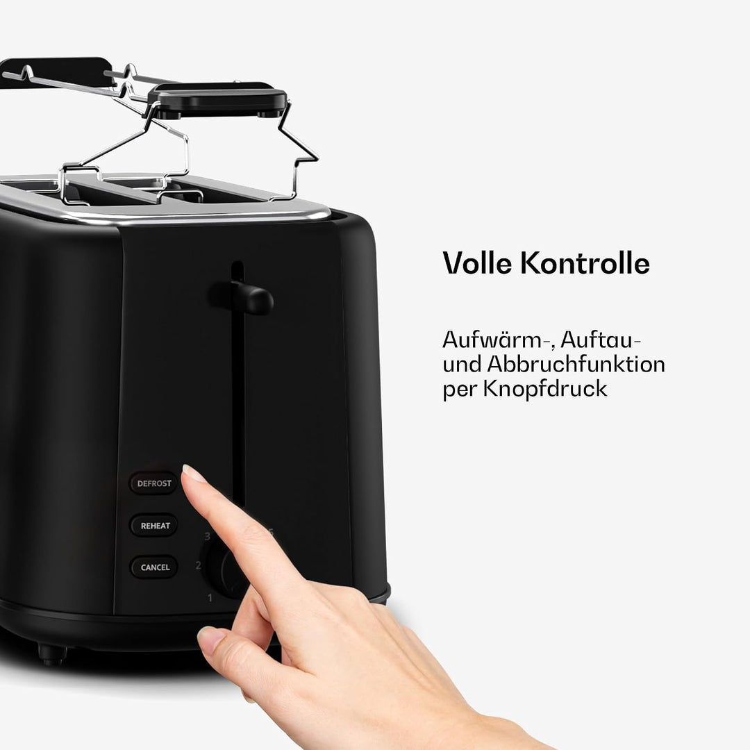 Klarstein Velaire Toaster – Toaster für 2 Scheiben 800 W, 7 Bräunungsstufen, Auftauen &amp; Aufwärmen, B