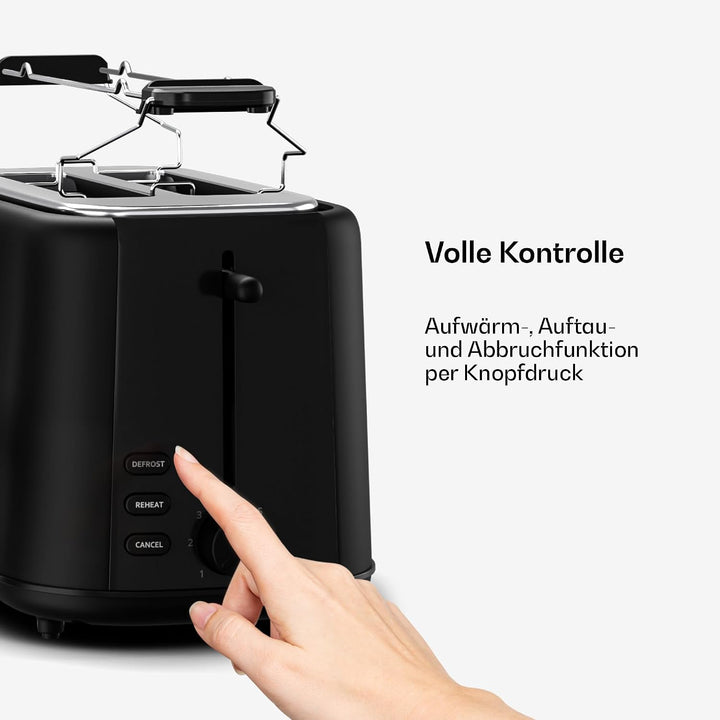 Klarstein Velaire Toaster – Toaster für 2 Scheiben 800 W, 7 Bräunungsstufen, Auftauen &amp; Aufwärmen, B