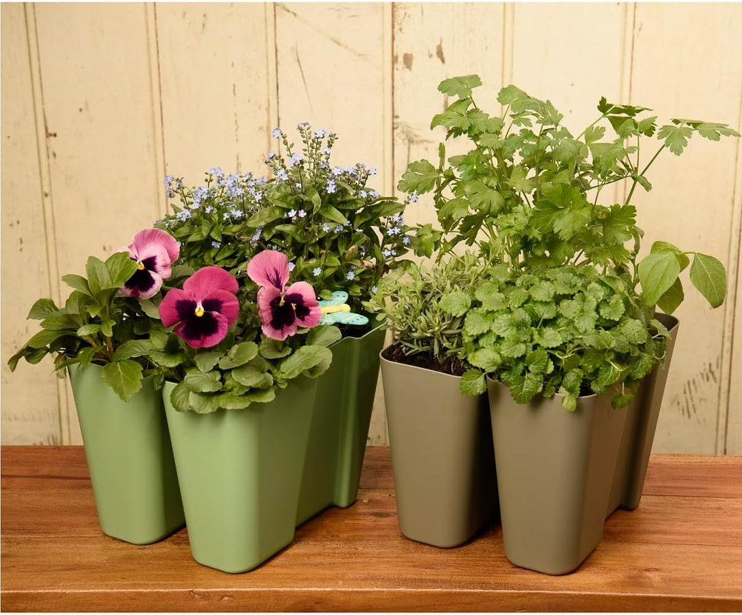 4 x Blumenkasten für Balkongeländer als Sichtschutz oder Rankhilfe, Array-Planter, Quarzgrau, 4 Lite