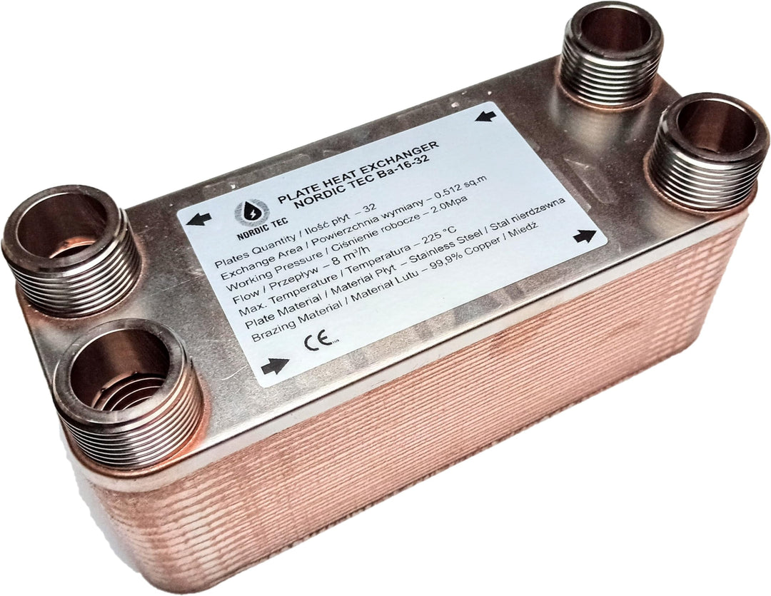 Edelstahl Plattenwärmetauscher Nordic Tec Ba-16-32 Plattenwärmeübertrager Wärmetauscher 32 Platten 1