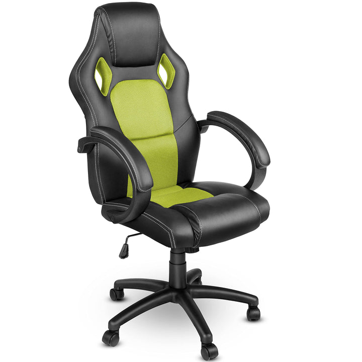 TRESKO Racing Chefsessel Bürostuhl Drehstuhl 14 Farbvarianten, gepolsterte Armlehnen, Wippmechanik,