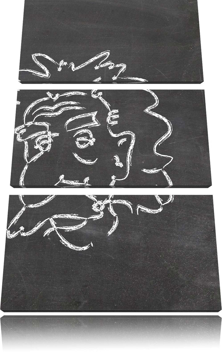 Pixxprint Albert Einstein als Leinwandbild | Grösse: 3 Teilig (120x80) | Wandbild| Kunstdruck | fert