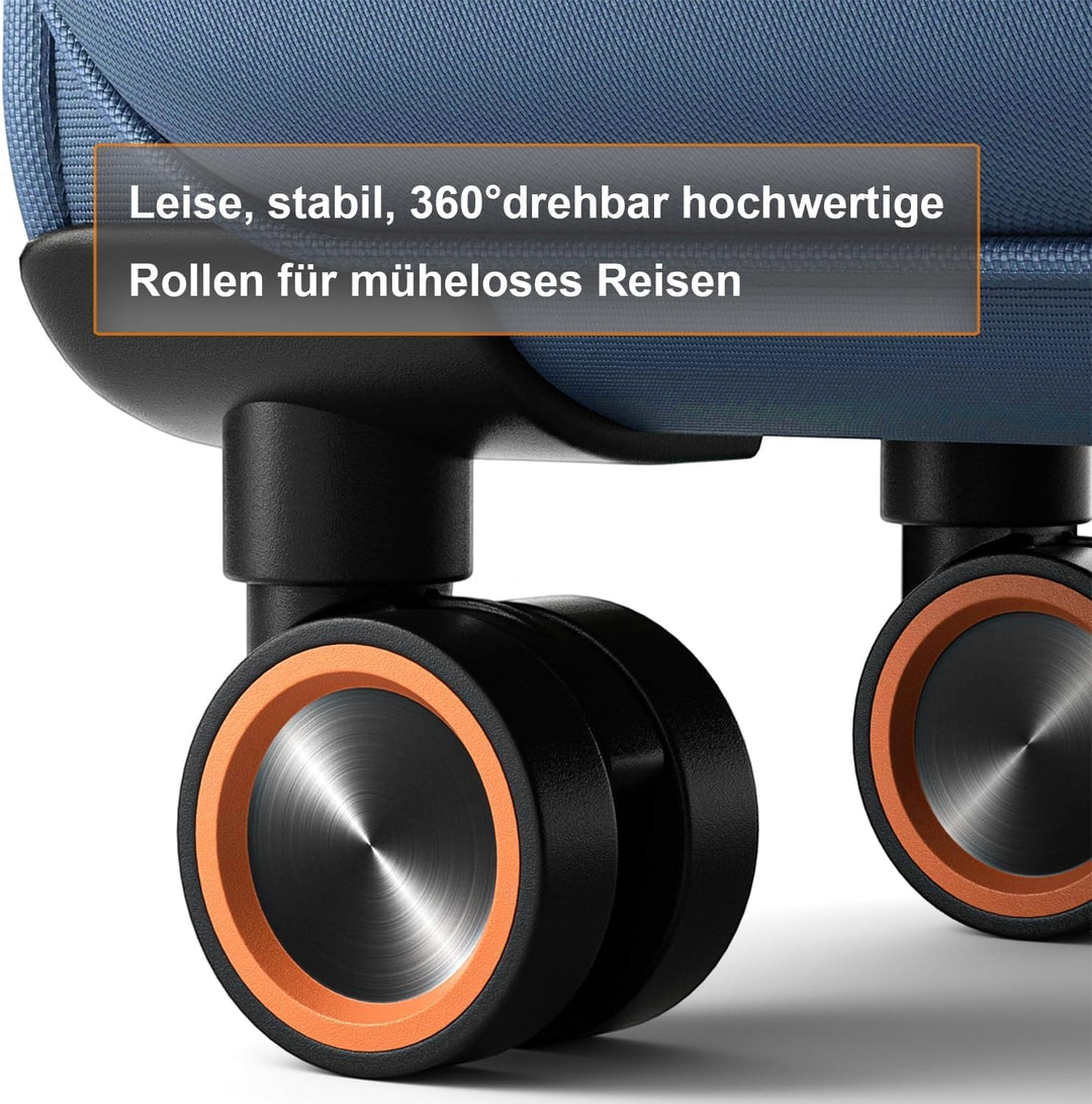 Weichschalen Handgepäck Koffer - Stoff Koffer Trolley 55x38x23cm Blau S, Blau S