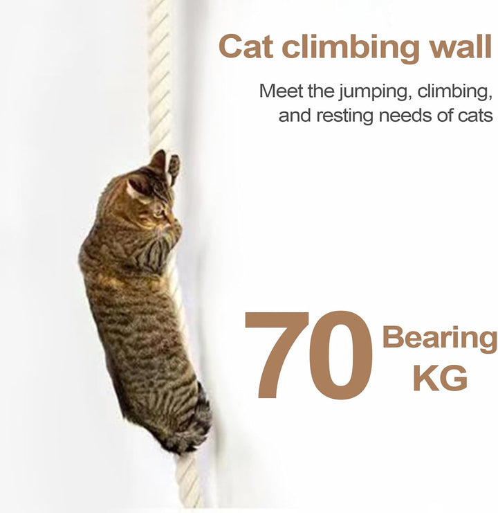 Cat Climbing Rope Kitten Tower Ladder Toy, Wall-Mounted Pet Jumping and Resting with Paw Grinding, S