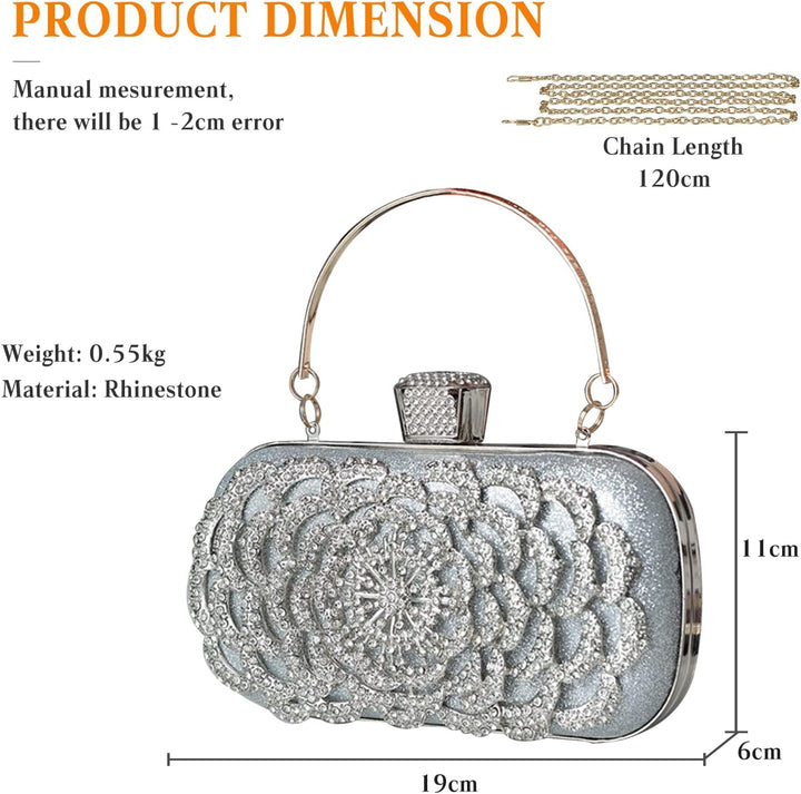 CORIOS Damen Clutch Strass Abendtasche Glitzer Diamant Handtasche Abnehmbarer Kette Tasche Elegante