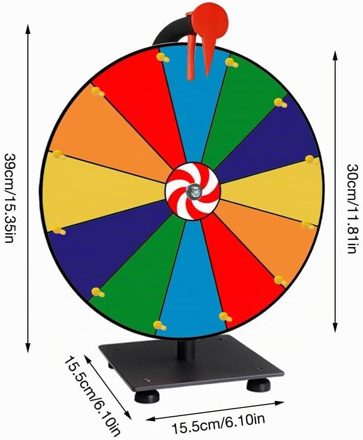 Glücksrad zum Drehen, TGKYK 30cm Glücksrad zum Selbstgestalten mit Radiergummi und Markierstift, 12