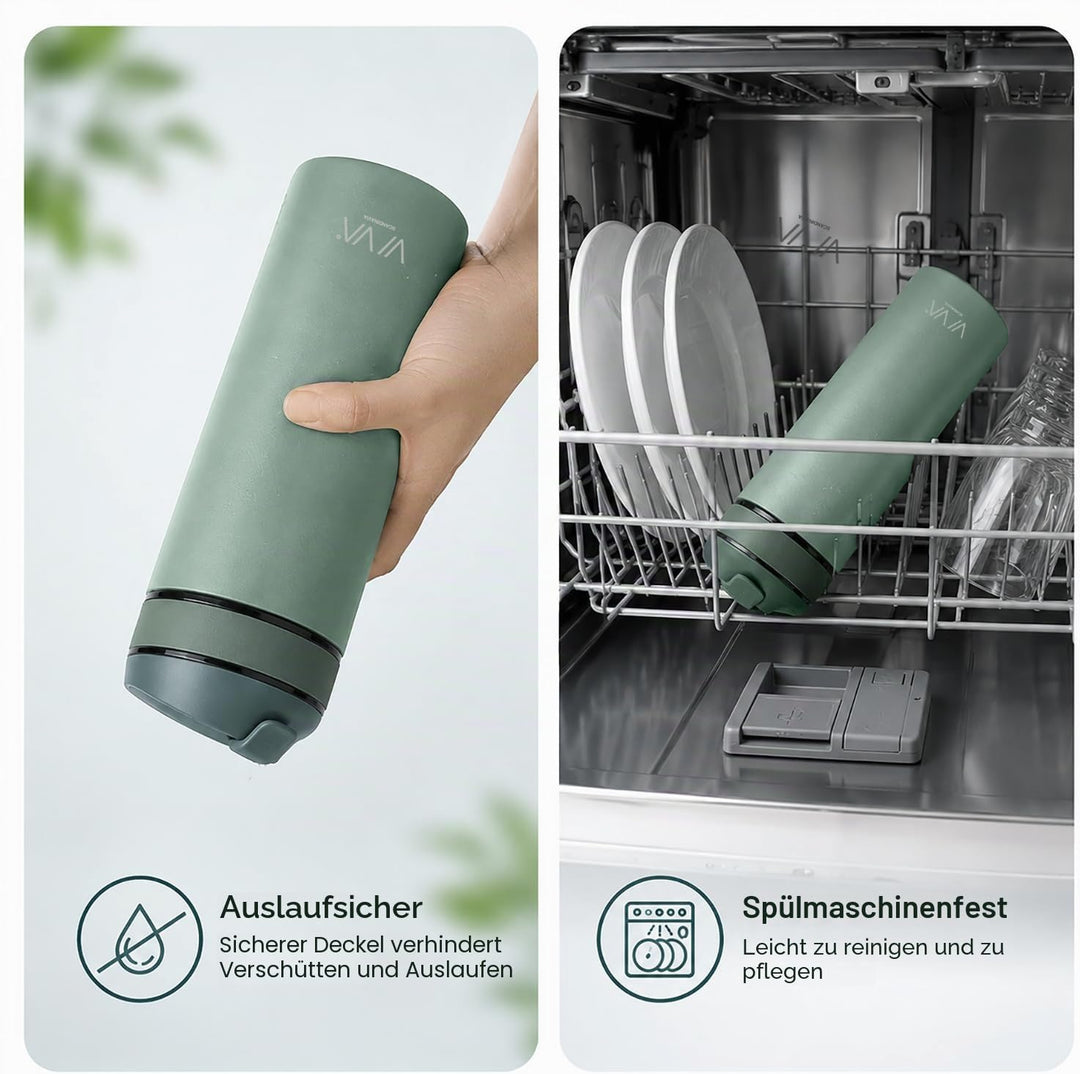 VIVA Recharge Thermobecher to go, Edelstahl, Tee-Sieb, 0,46 l, Mint | Doppelwandig isolierter Edelst