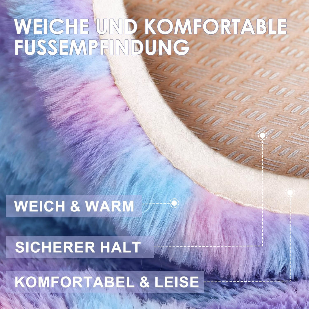 ROHATIM Schlafzimmer Plüsch Teppich Rund,Flauschiger Teppich für Wohnzimmer,modernes Wohnzimmer,Mädc