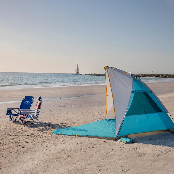 Wolfwise Strandmuschel mit UV-Schutz 50+, 4-5 Personen Strandzelt, Sonnenschutz Windschutz mit erwei