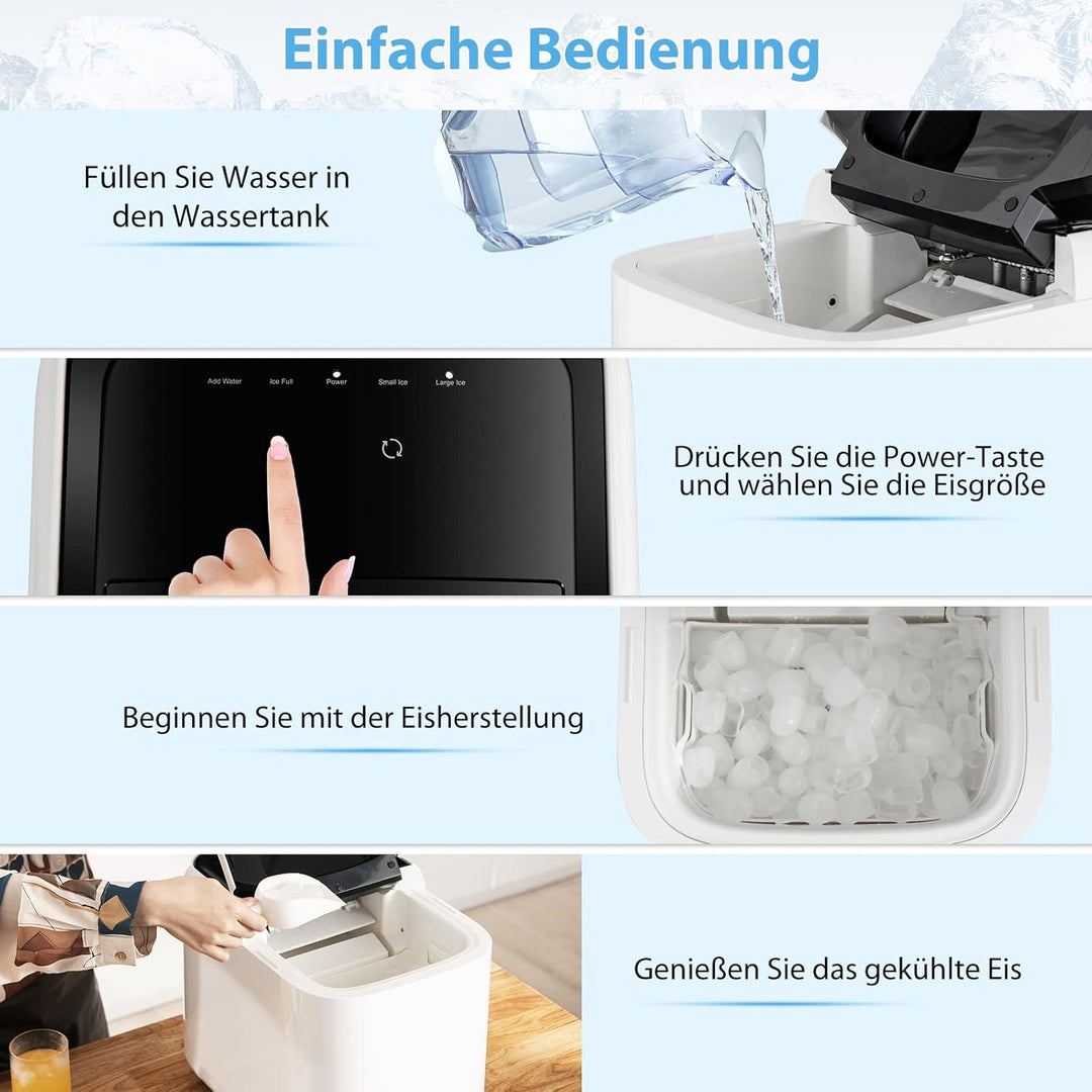 GOPLUS Eiswürfelmaschine von 15 kg/24H, Eiswürfelbereiter mit 2 Würfelgrössen, 2L Wassertank, Selbst