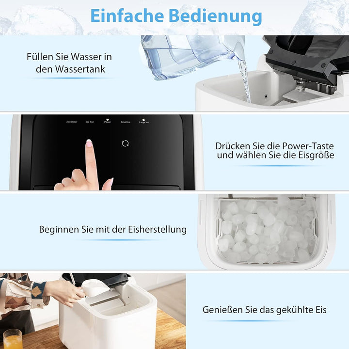 GOPLUS Eiswürfelmaschine von 15 kg/24H, Eiswürfelbereiter mit 2 Würfelgrössen, 2L Wassertank, Selbst
