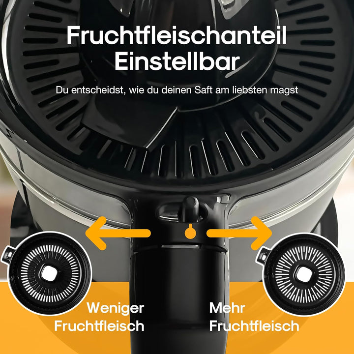 LEBENLANG Saftpresse elektrisch 800ml & Verstellbares Sieb - Orangenpresse, Zitruspresse, Zitronenpr