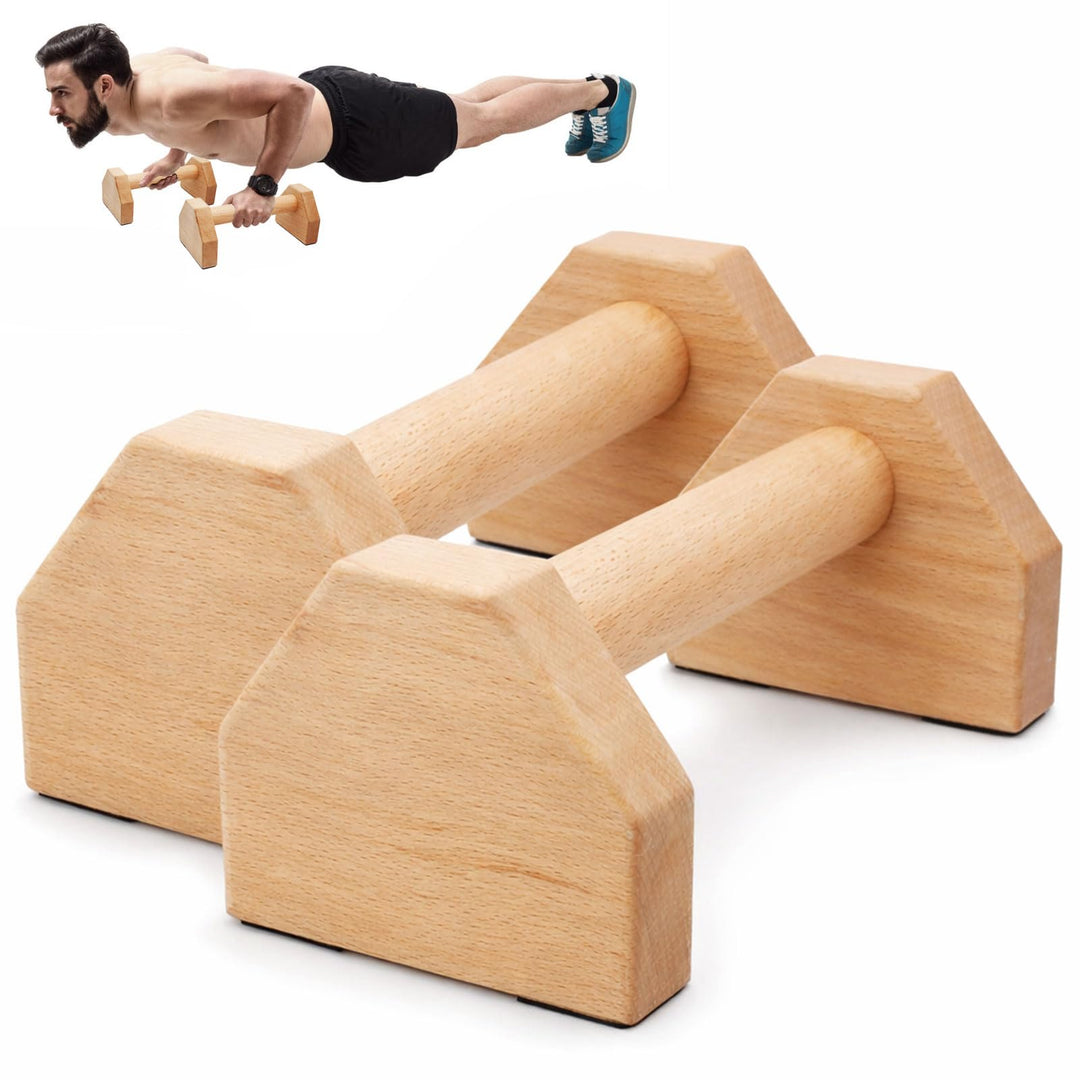 Liegestützgriffe 25cm Holz Parallettes Calisthenics Bar | 2 Stück Push Up Bars für Handstand, Lieges