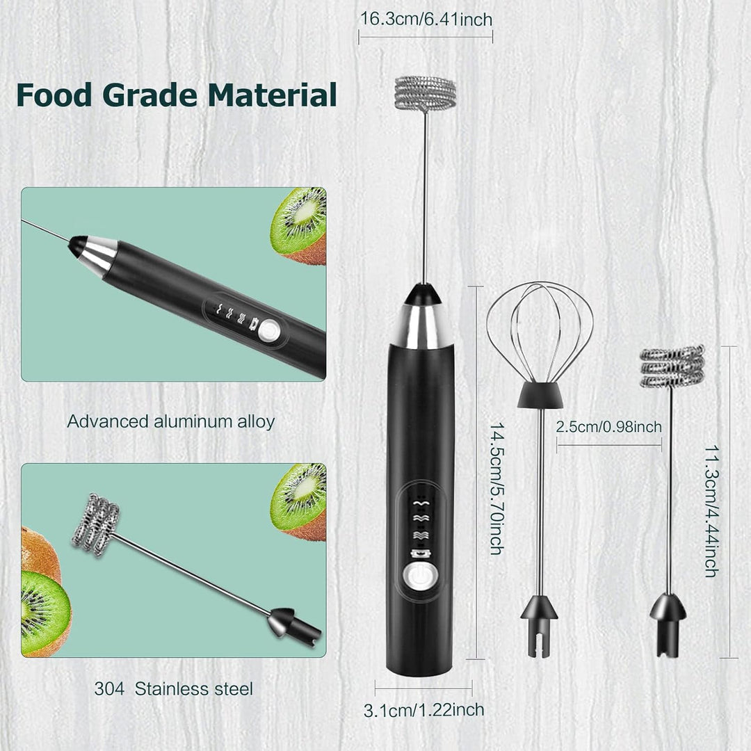 Milchaufschäumer Elektrisch Stab,USB Wiederaufladbar Milchschäumer Elektrisch, elektrischer Schneeb