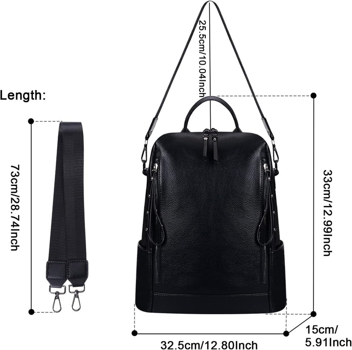 HAWEE Damen Rucksack Weiches PU Leder Schulrucksack Anti-Diebstahl Tagesrucksack Elegant Schultertas