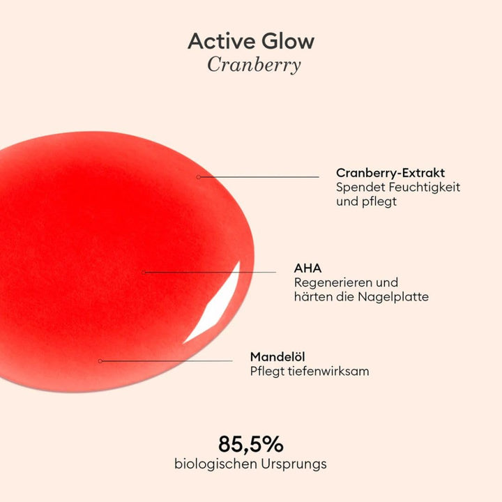 Manucurist Active Glow™ Cranberry Nagellack Schnelltrocknend – Nagelhärter mit Farbe & Korallrotem G