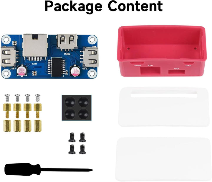 Waveshare ETH-USB-HUB-Box, Compatible with Raspberry Pi Zero Series Boards ETH/USB HUB Board BOX Kit