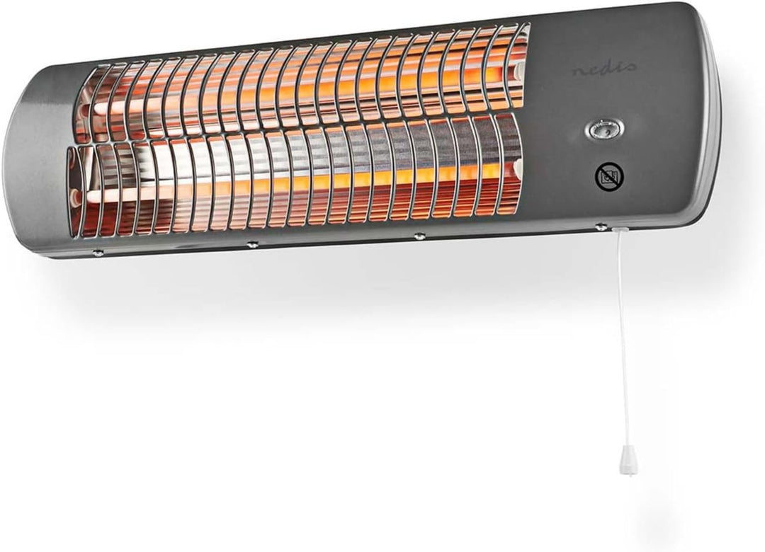 Nedis HTBA10GY Badezimmer-Heizung - 1200 W - Verstellbares Thermostat - 2 Wärme Modes - X4 - Grau