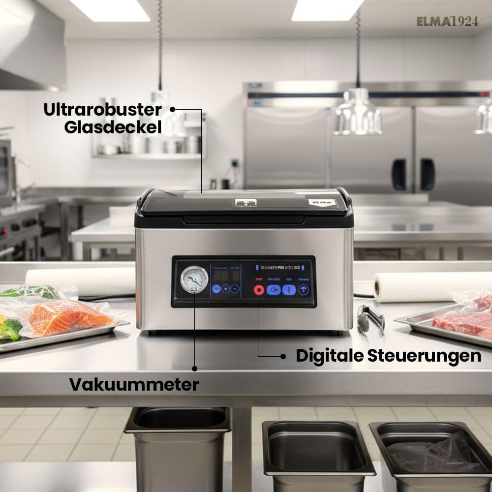 ELMA Chamber Pro Digit 300 Professioneller Vakuumierer | Intensive Nutzung, 30 cm Schweissbalken, er