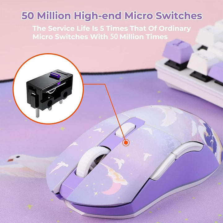 DAREU Kabellose Gaming Maus mit Ladestation, Wiederaufladbar, RGB, 12.000 DPI, 7 Programmierbare Tas