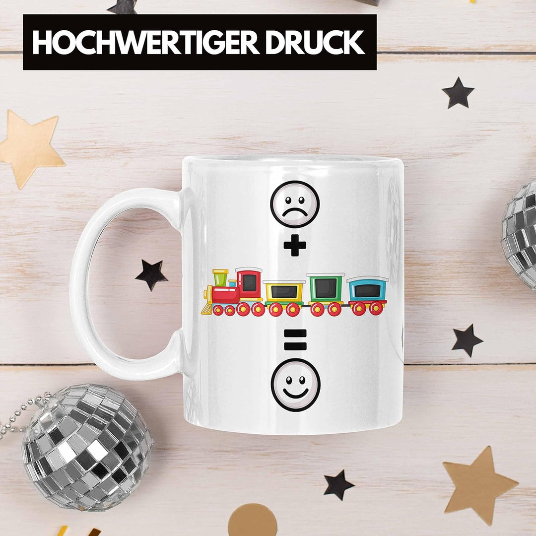 Trendation - Eisenbahn Tasse Geschenk für Eisenbahner Modelleisenbahn :(+ Eisenbahner = :) Lustige G