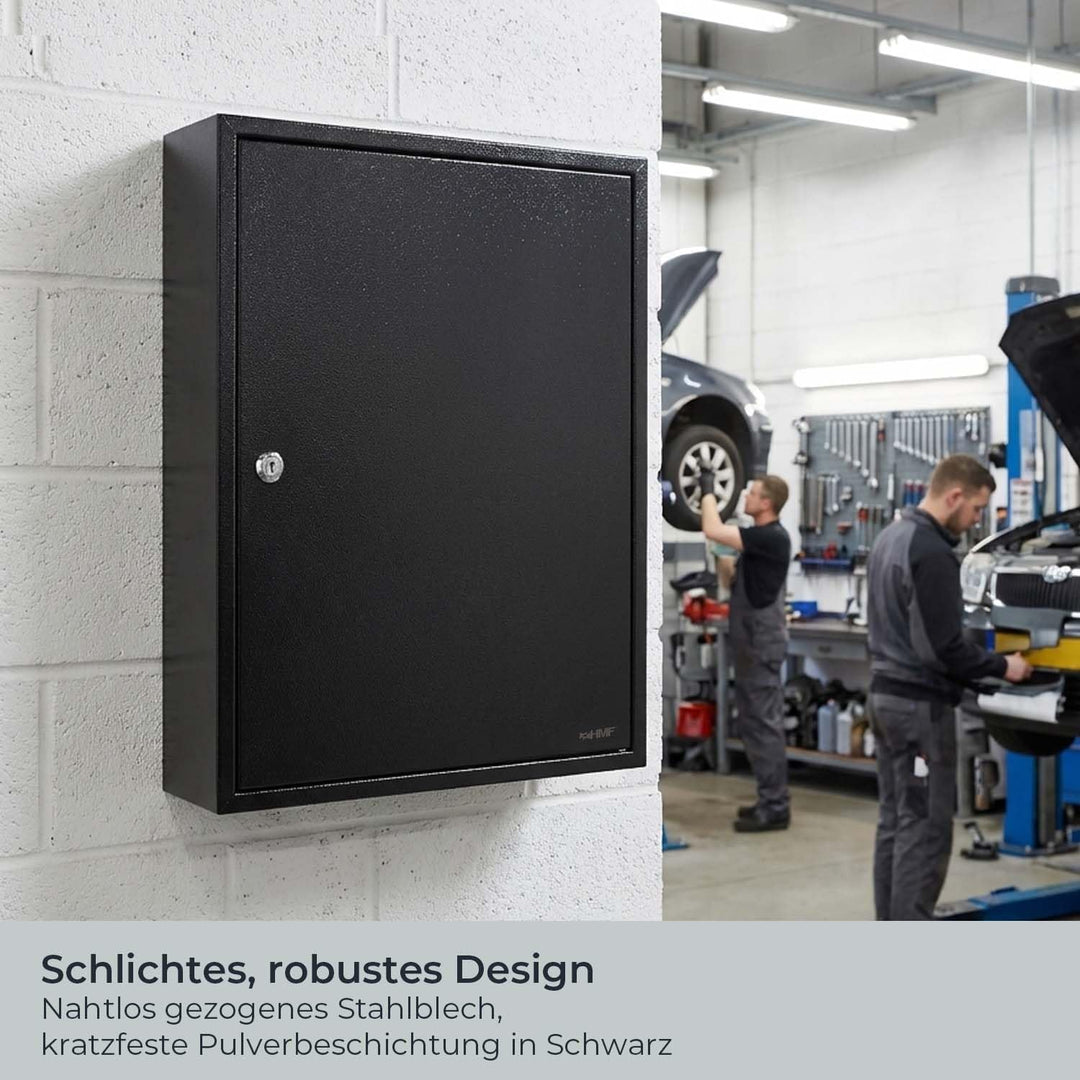 HMF Schlüsselschrank gross aus Stahl, abschliessbarer Schlüsselkasten für Büro, Verwaltung oder Fuhr