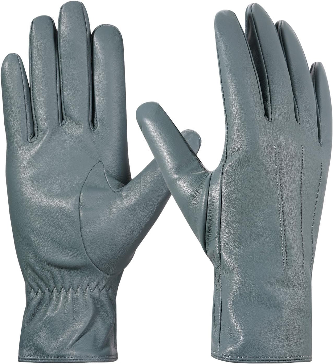 BISON DENIM leder handschuhe damen-Kaschmirverkleidung, Touchscreen und Winterhandschuhe Blau XXL, B