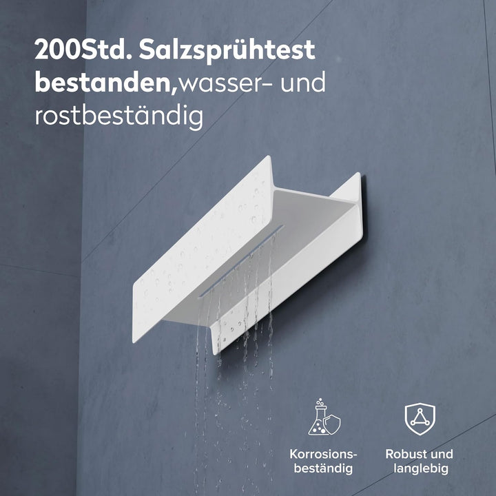 doporro Duschablage ohne Bohren Weiss, Badezimmer Organizer 40cm | Duschregal ohne Bohren oder zum B