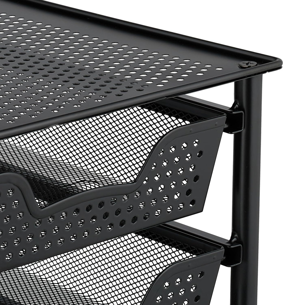Relaxdays Schubladenregal, stapelbarer Büro Organizer, 3 Ausziehkörbe, Metall, Küche, Bad, HBT: 35x2