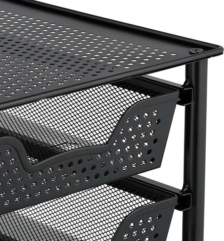 Relaxdays Schubladenregal, stapelbarer Büro Organizer, 3 Ausziehkörbe, Metall, Küche, Bad, HBT: 35x2