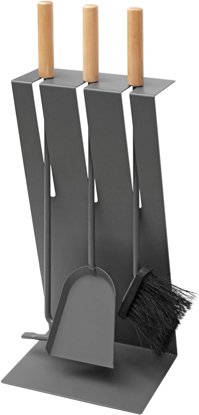 raik R1007 Raik Kaminbesteck Gustav, 3-teilig, Anthrazit, Holzgriffe,