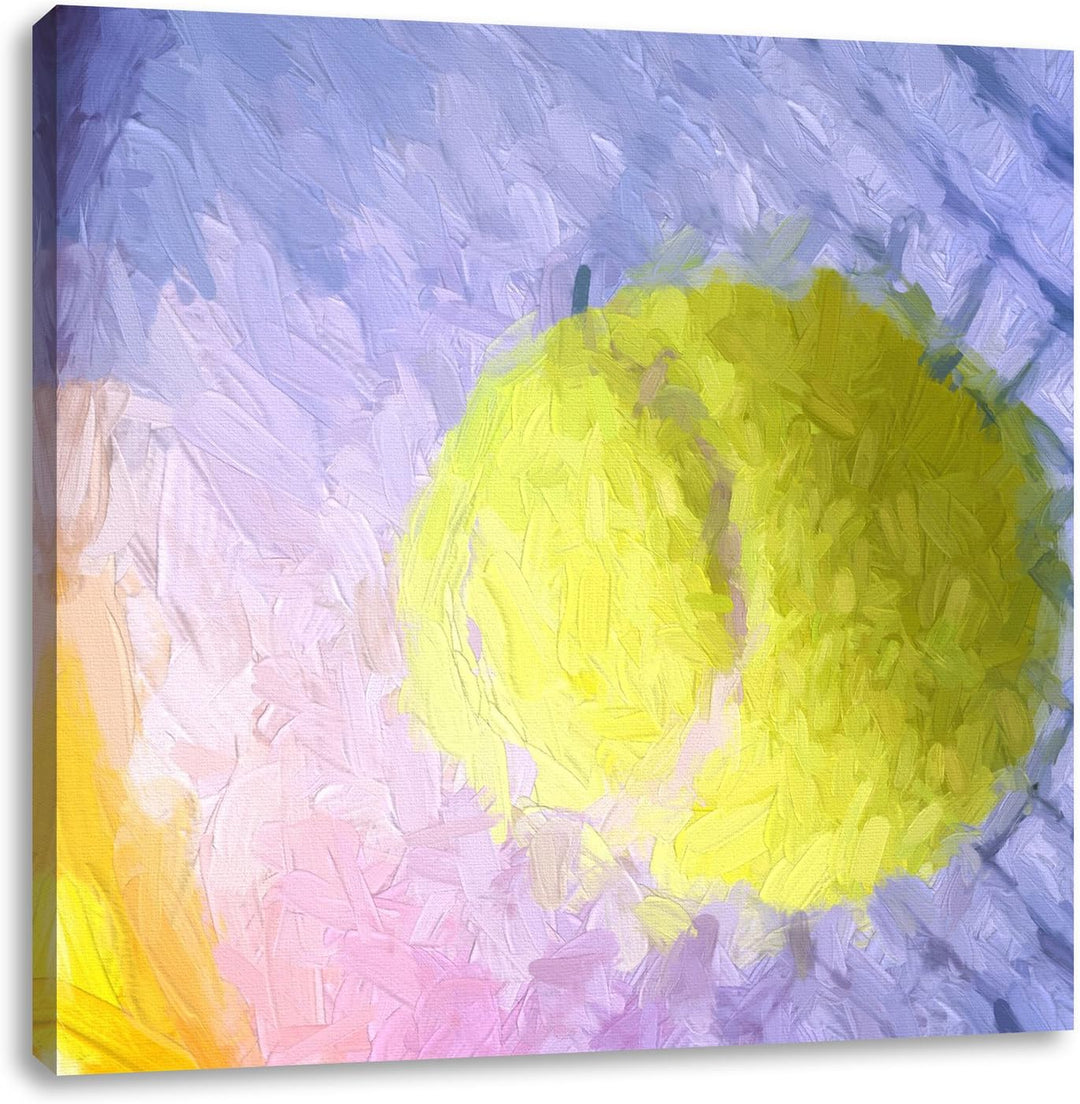 Pixxprint Tennisschläger Tennisball als Leinwandbild/Grösse: 70x70 cm/Wandbild/Kunstdruck/fertig bes