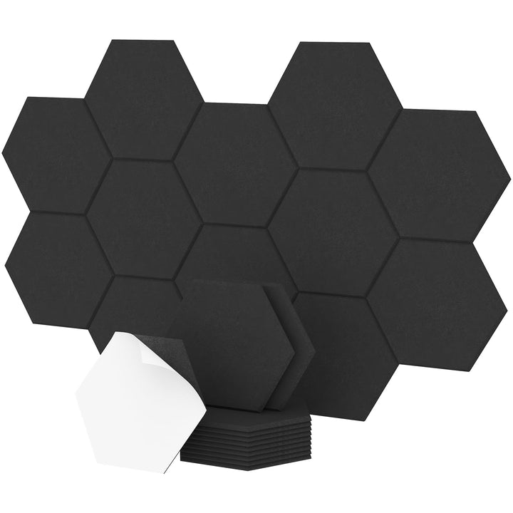 Hexagon Akustikplatten selbstklebend 12St., TONOR Schallabsorber Schallschutz mit Hochdichte Wandfli