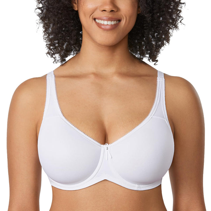 DELIMIRA Damen mit Bügel Nahtlose Vollschalen T-Shirt BH Gepolstert Grosse Grössen 90F Weiss, 90F We