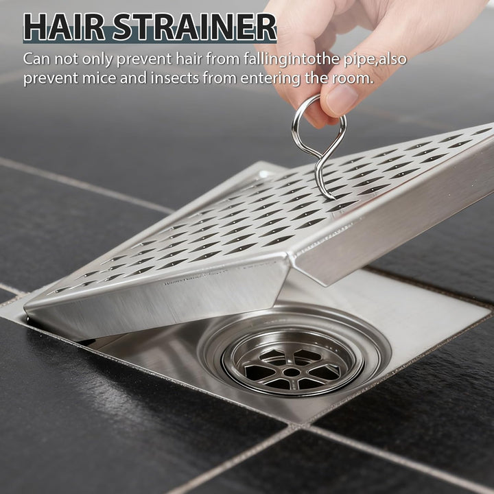 Edelstahl Duschablauf 15 * 15cm, Edelstahl Ablaufrinne Bodenablauf mit Geruchsverschluss und Ablaufr