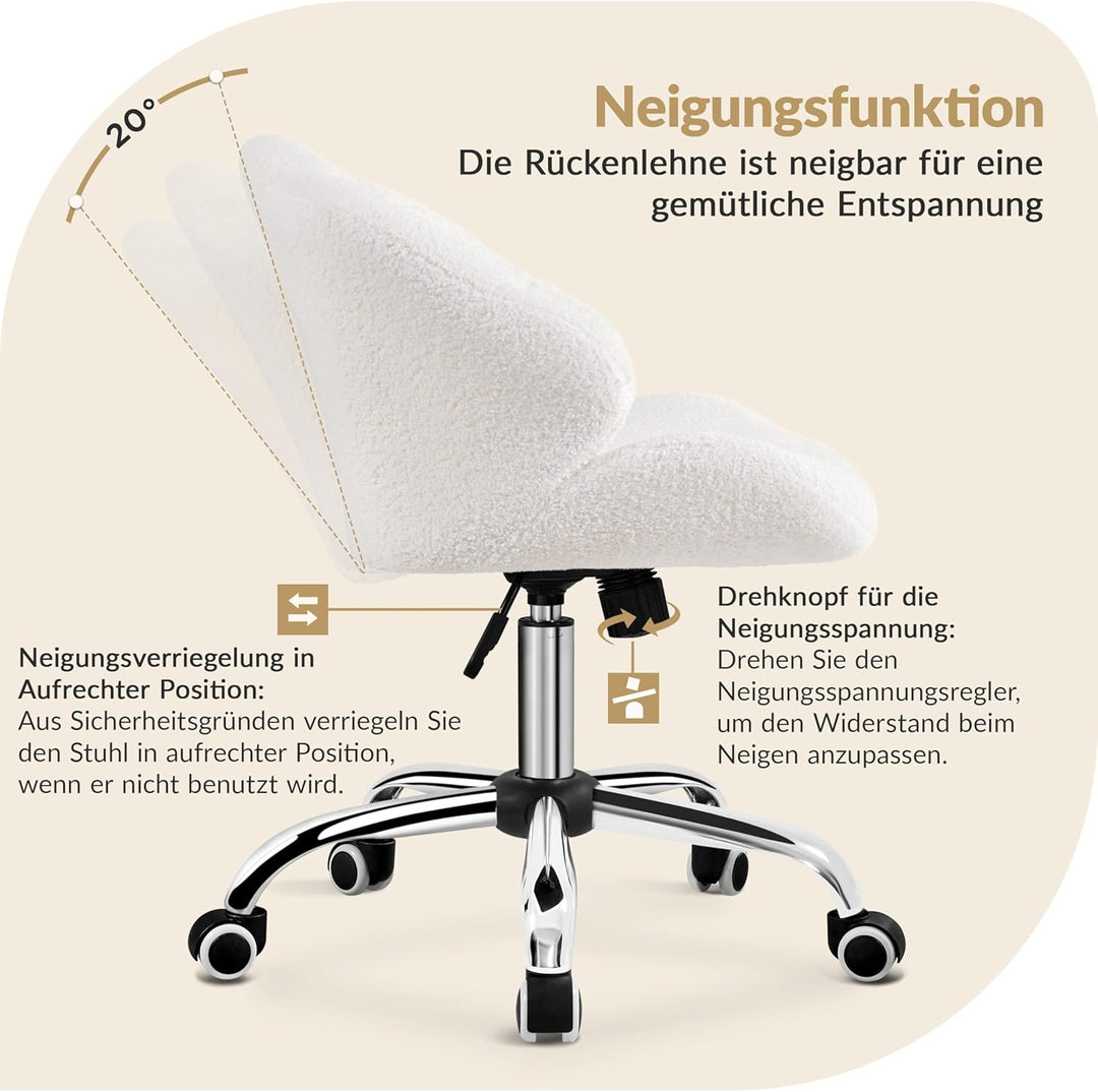 Yaheetech Homeoffice Stuhl, Schminkstuhl, Schreibtischstuhl höhenverstellbar Drehstuhl, Bürosessel i