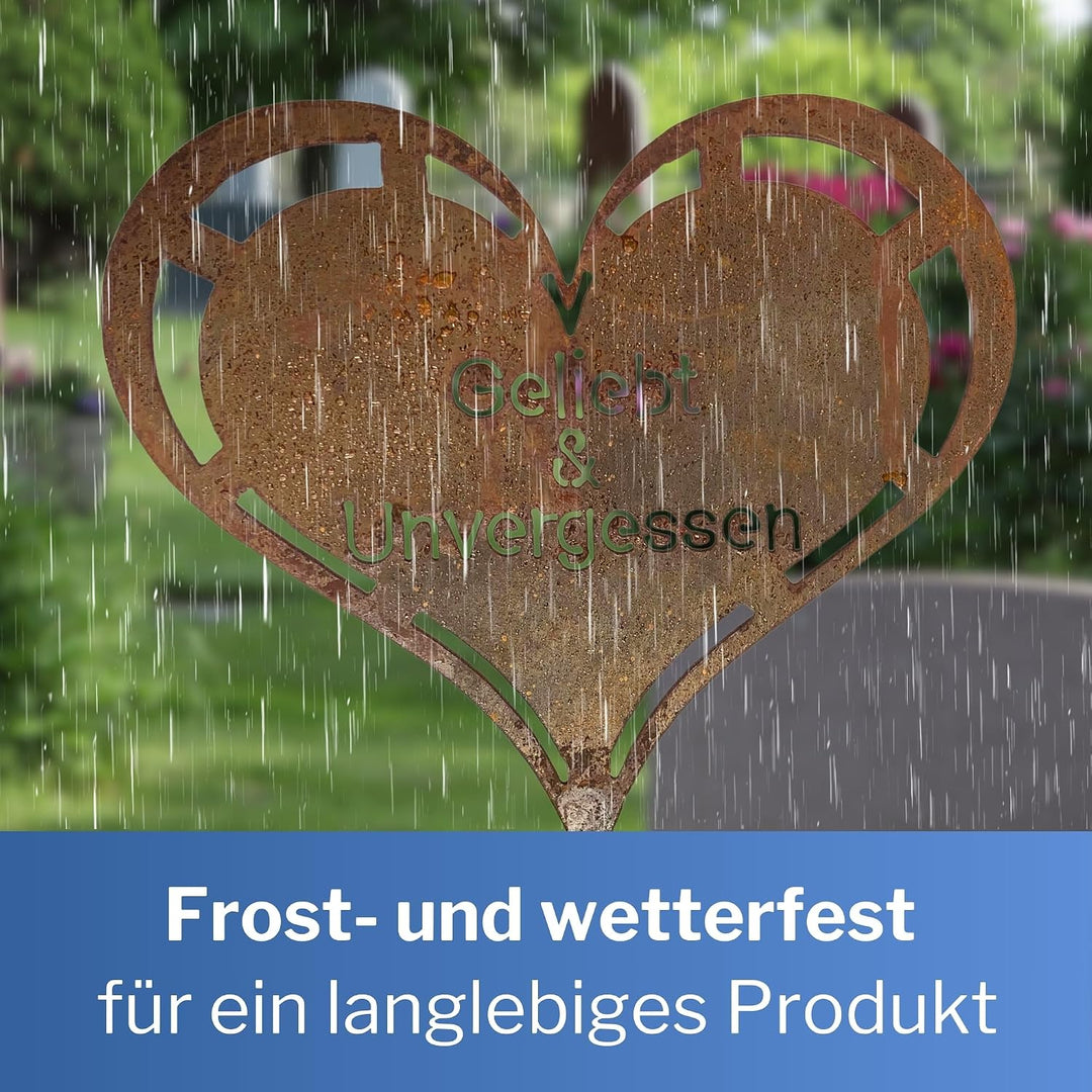 Radami Edelrost Grabherz Grabstecker Grabschmuck Gedenkstein Trauerherz Herz Spruch Stecker für Grab