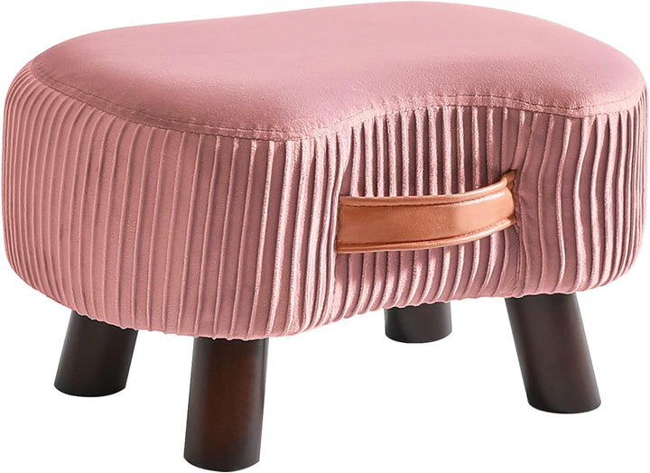 YMYNY Fusshocker, Sitzbank mit Griff, Gebogener Tritthocker mit weichem Sitzkissen, Gepolsterter Hoc