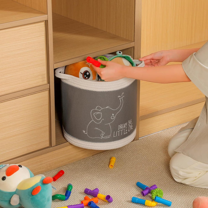 Spielzeugkorb für Baby, Wäschekorb, Deckenkörbe, süsse Elefant Kinderzimmer Körbe Spielzeug Aufbewah