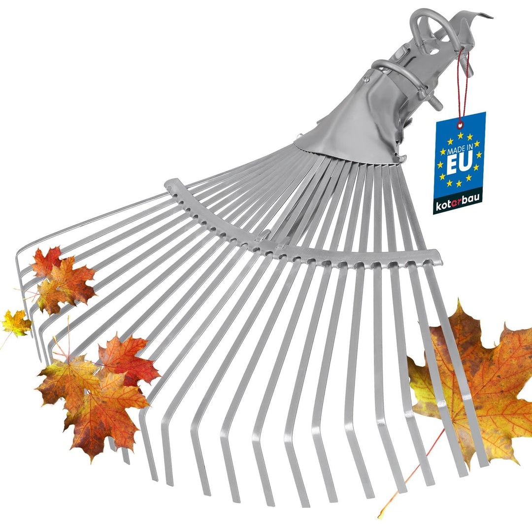 KOTARBAU® Fächerbesen verstellbar - 28-40,5 cm - Laubrechen - Metall Rechen für Gras &amp; Laub - Garten