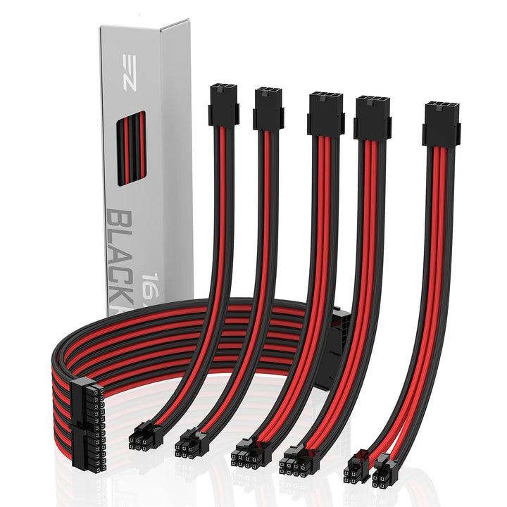 EZDIY-FAB Sleeved Cable Verlängerungskabel für die Stromversorgung, extra gross, 24-polig, 8-polig,